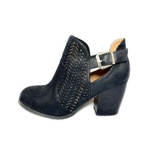 QUPID Micro Suede Cutout Booties with Buckle